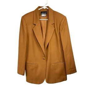 Vintage Sag Harbor Wool Blazer Tan Brown Women's Size 12 Lightweight Fall Winter